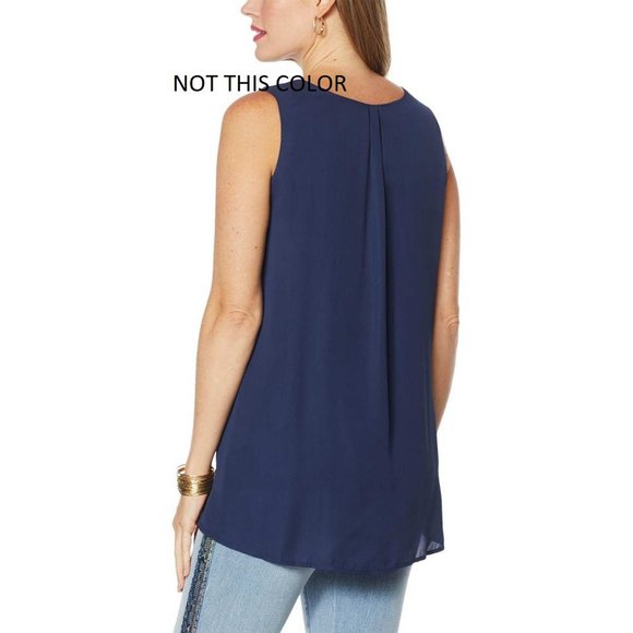 DG2 by Diane Gilman Accordion Pleated Layered Drama Tank MEDIUM (899) - Picture 3 of 6